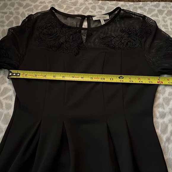 Monteau Black Lace Half Sleeve Dress Size PM - Picture 9 of 10